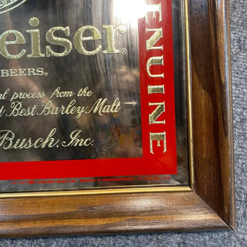 Vintage Budweiser King of Beers Bar Mirror 15x15 Anheuser Busch Genuine Sign